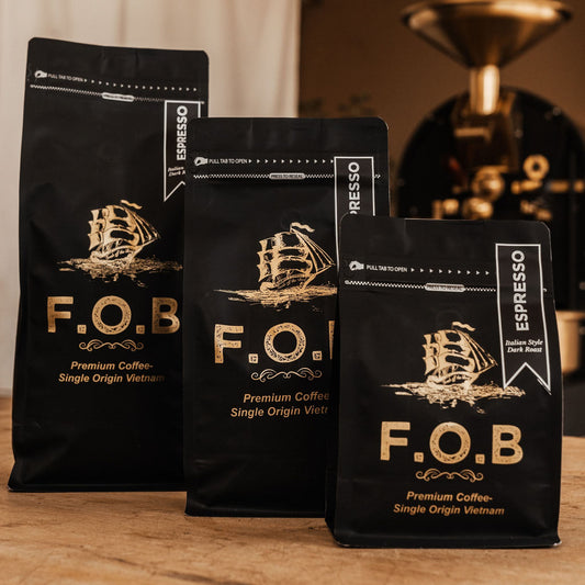 250 gr, 500 gr , 1kg bags of F.O.B Espresso Blend